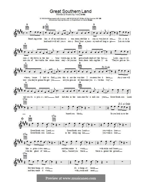 Great Southern Land (Icehouse) by I. Davies - sheet music on MusicaNeo