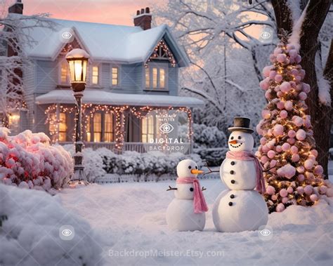 Snowman Backdrop Digital Download Photoshop Overlays, Christmas ...