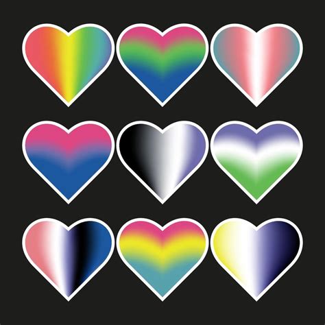 Lgbtq Set Of Holographic Icons Retro Style Design Stickers Lgbt Asexual Non Binary