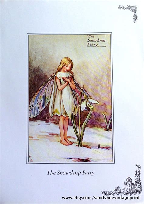 1930s Spindle Berry Fairy And Snowdrop By Sandshoevintageprint Flower