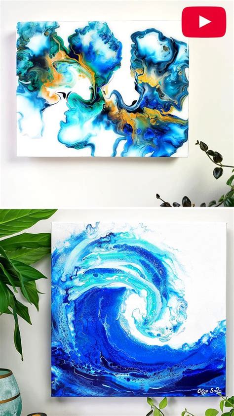 Ocean Inspired Fluid Art DIY Art Tutorials For Beginners Acrylic