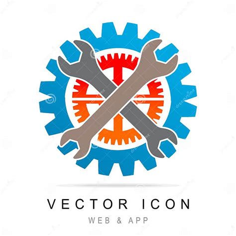 Manufacturing Icon Gear And Wrench Service Symbol Flat Line