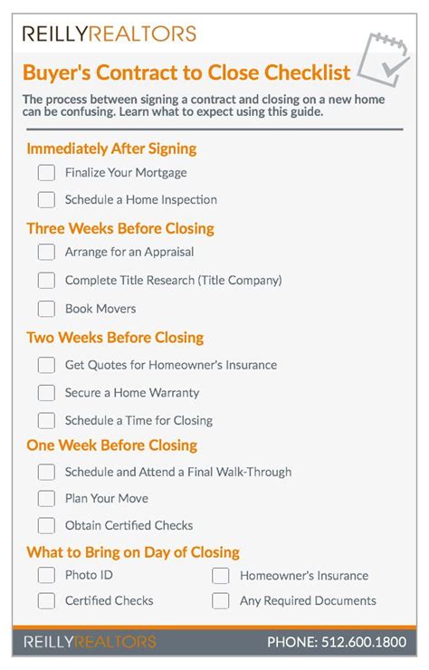 Checklist Template Contract To Close Checklist Real Estate Checklist