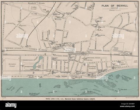 bexhill vintage towncity plan sussex ward lock  vintage map stock photo alamy