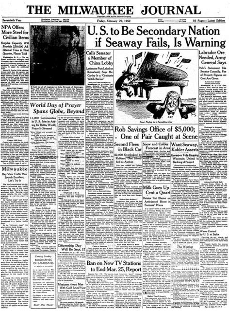 Leap Day Front Pages From The Milwaukee Journal Sentinel Archives