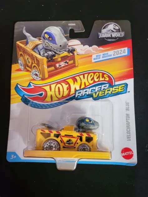 HOT WHEELS Racer Verse Jurassic World VELOCIRAPTOR BLEU Presque Comme Neuf EUR