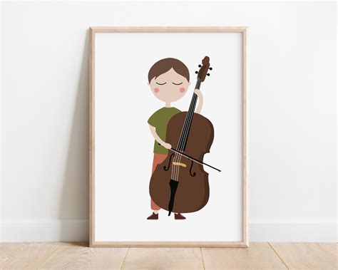 Double Bass Player Boy Art Print Double Bass Poster Double Bass Art Double Bass Print Contrabass