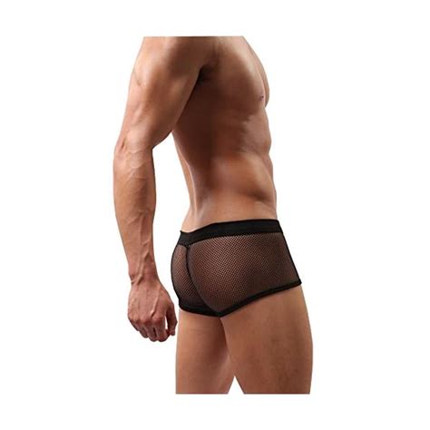 DDSCOLOUR Underwear Mens Sexy Mesh Boxer Briefs Pants Sheer See Through Underpants Lingerie