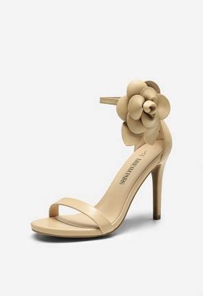 Floral Stiletto Heel Sandal In Nude Pu Get Great Deals At JustFab