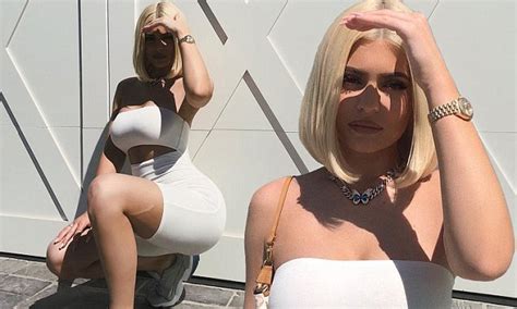 Kylie Jenner Sizzles In A White Cutout Bodysuit With Blonde Tresses Daily Mail Online
