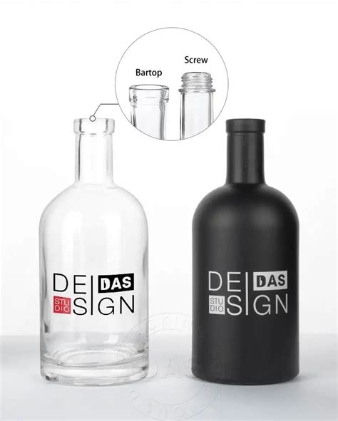 Bartop Clear Matte Black Glass Liquor Bottle Ml Ml Nordic Gin