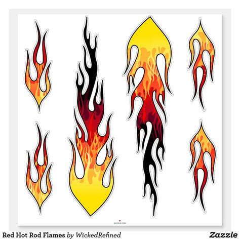 Red Hot Rod Flames Sticker Zazzle Flame Art Flame Decals Hot Rods