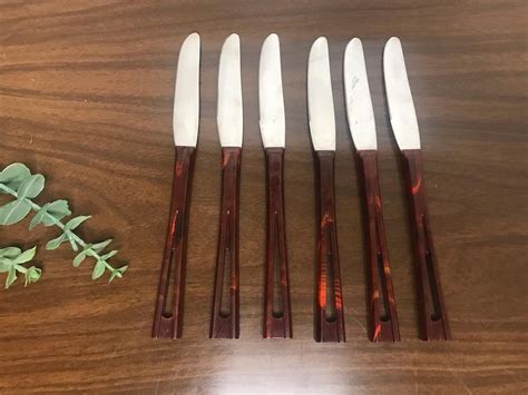 Vintage Stanhome Steak Knives Set Of 6 Bakelite Handles Mcm Stainless Steel Etsy