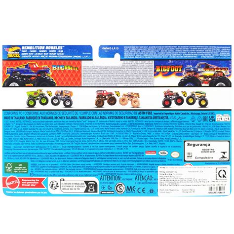 Bộ 2 Xe Mô Hình Monster Trucks Siêu Xe Tải Bigfoot Mashups Hot Wheels HWN62 FAHASA