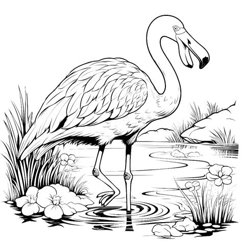 Natur Und Flamingo Ausmalbild Kostenlos Herunterladen