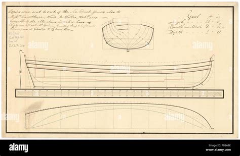 English 26 Ft Yawl Scale 124 Plan Showing The Body Plan Sheer