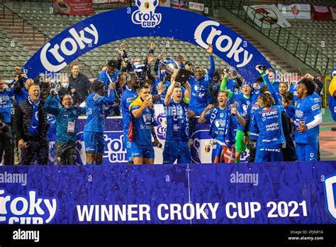 Genk S Players Celebrate After Winning The Croky Cup Belgian Cup