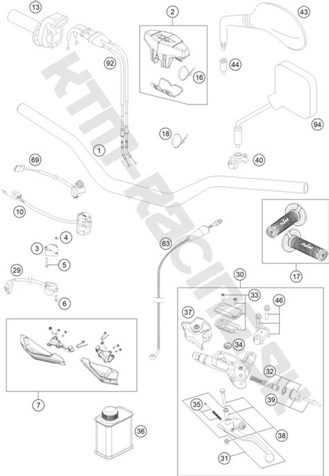 KTM Racing Schéma HANDLEBAR CONTROLS pre model KTM Enduro 350 EXC