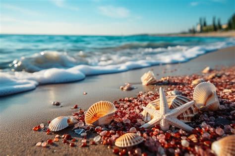 Premium Ai Image Seashells And Starfish On The Beach Summer