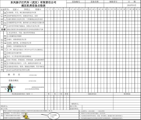 液压机类设备日常保养点检记录表word文档在线阅读与下载免费文档