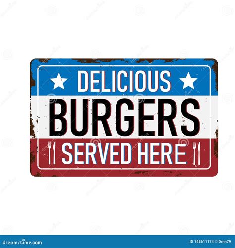 Vintage Metal Sign Burgers Vector Eps10 Grunge And Rusty Stock Vector Illustration Of