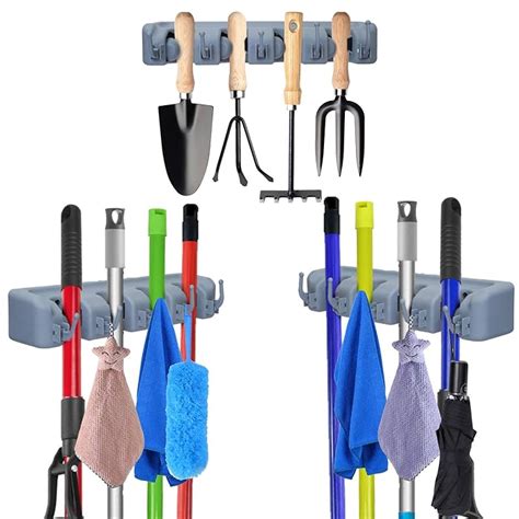 Buy Msbenick Mop And Broom Holder 3 Pack Broom Organizer Wall Mounted