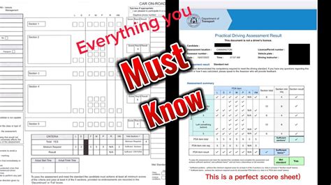 Actual Driving TEST SCORE SHEET Used By WA Department Of Transport