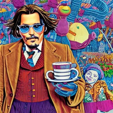 Johnny Depp Is Covered In A Blanket And Drinking Tea Stable Diffusion