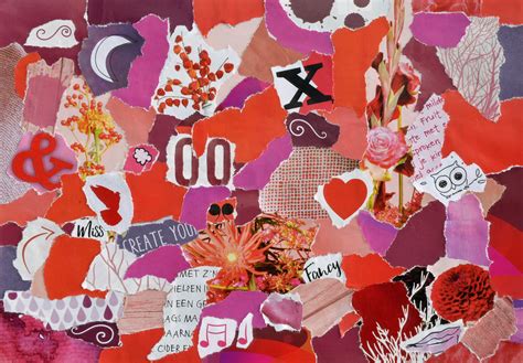 Creative Atmosphere Art Mood Board Collage Sheet In Color Idea Red