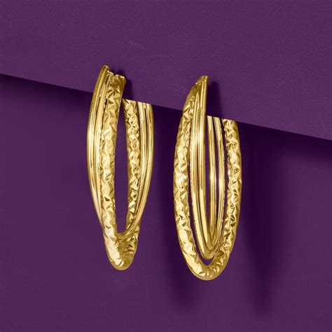 Italian 14kt Yellow Gold Twisted Triple Hoop Earrings 1 3 4 Ross Simons