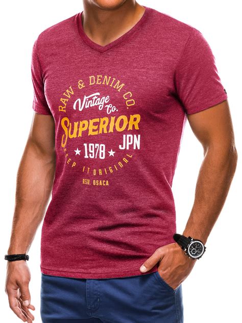 Men S Printed T Shirt S Dark Red Modone Wholesale Clothing