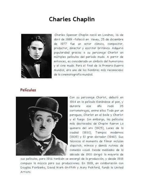Biografia De Charles Chaplin - Biografía De Charles Chaplin: Actor Y Director De Cine | En Pocas Palabras