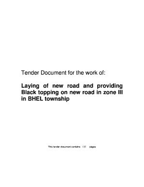 Fillable Online Tender Document For The Work Of Laying Of New Road And