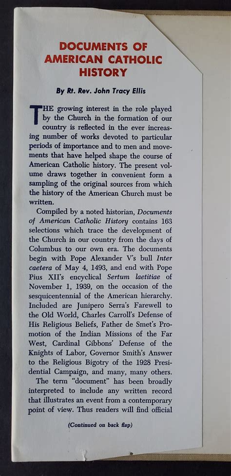 Documents Of American Catholic History John Tracy Ellis First Edition