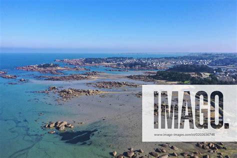 Aerial View Rocky Coast Of Tregastel And Ploumanach Perros Guirec