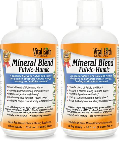 Vital Earth Minerals Fulvic Humic Mineral Blend Liquid 2 Pack Fulvic Acid