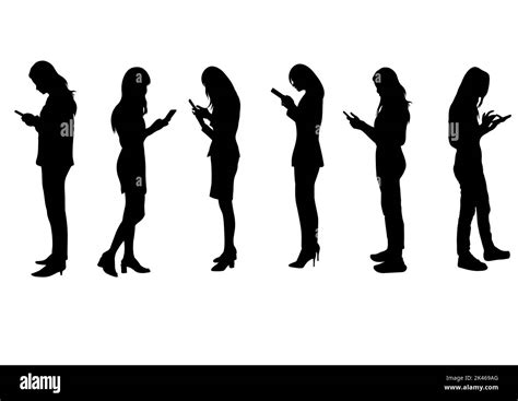 Graphics Silhouette Business Woman Hold Smartphone For Connection By