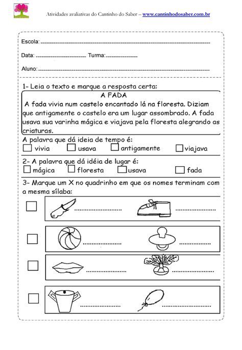 Atividades De Portugu S Para O Terceiro Ano