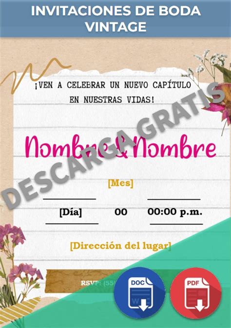 Invitaciones De Boda Vintage Powerpoint Canvaejemplos Y Plantillas