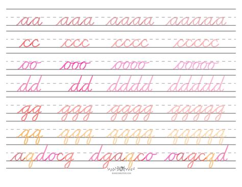 Cursive Lowercase Group 1 Worksheet 2 Rosie Christine