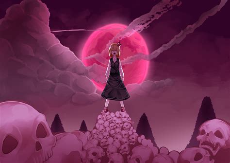 Blonde Hair Dress Moon Night Rumia Short Hair Skull Touhou Uu Uu Zan Konachan Konachan
