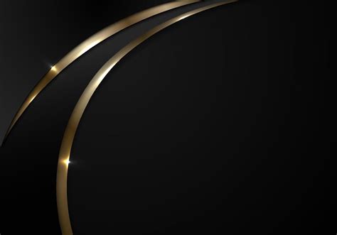 Abstract Elegant D Black And Gold Curve With Lighting On Dark