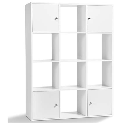 Meuble De Rangement Cube Rudy Cases Bois Blanc Avec Portes