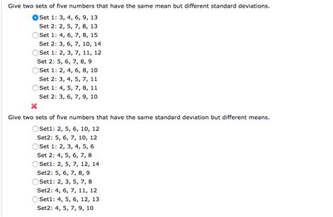 Solved Give Two Sets Of Five Numbers That Have The Same Mean