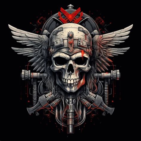 Premium Photo Skull With Weapons Skull And Cross In The Style Of