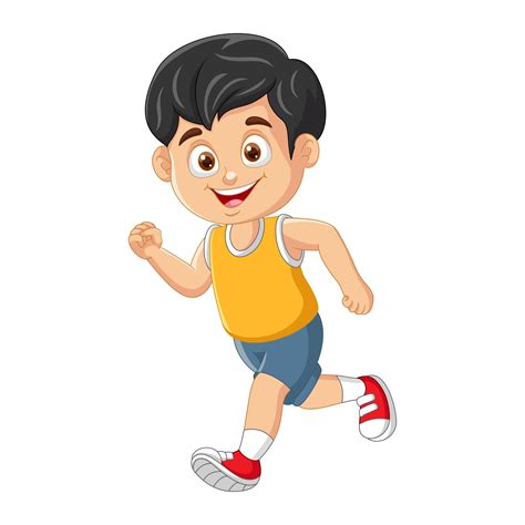 Vector cartoon happy little boy running 22308080 Vector Art at Vecteezy