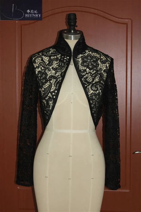 Elegant Lace Bolero Long Sleeve Wedding Jacket Black Wedding Party