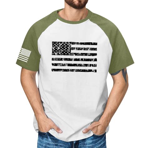 Dyfzdhu Independence Day Shirts For Men Short Sleeve Color Block