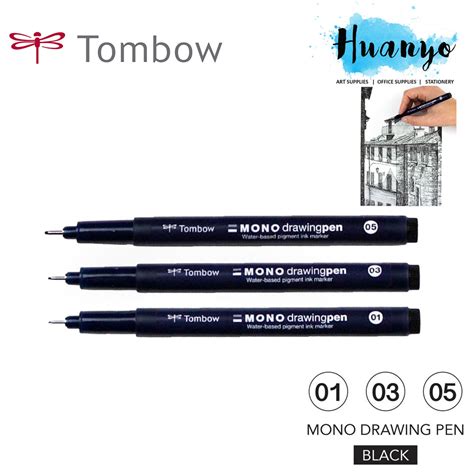 Tombow Mono Technical Drawing Sketching Pen Black Ink No 01 03 05