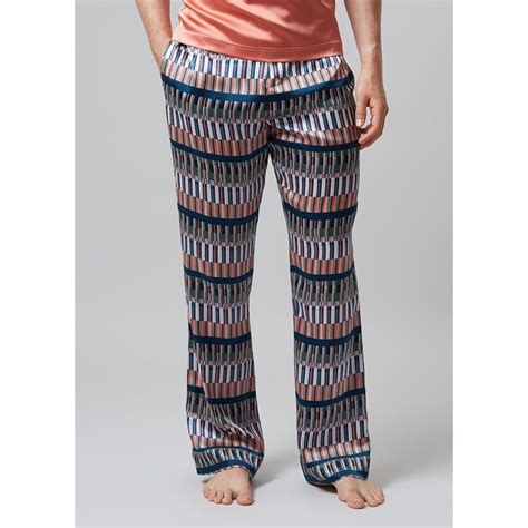 Meng Men S Geometric Printed Silk Satin Pajama Bottoms In Multicolour